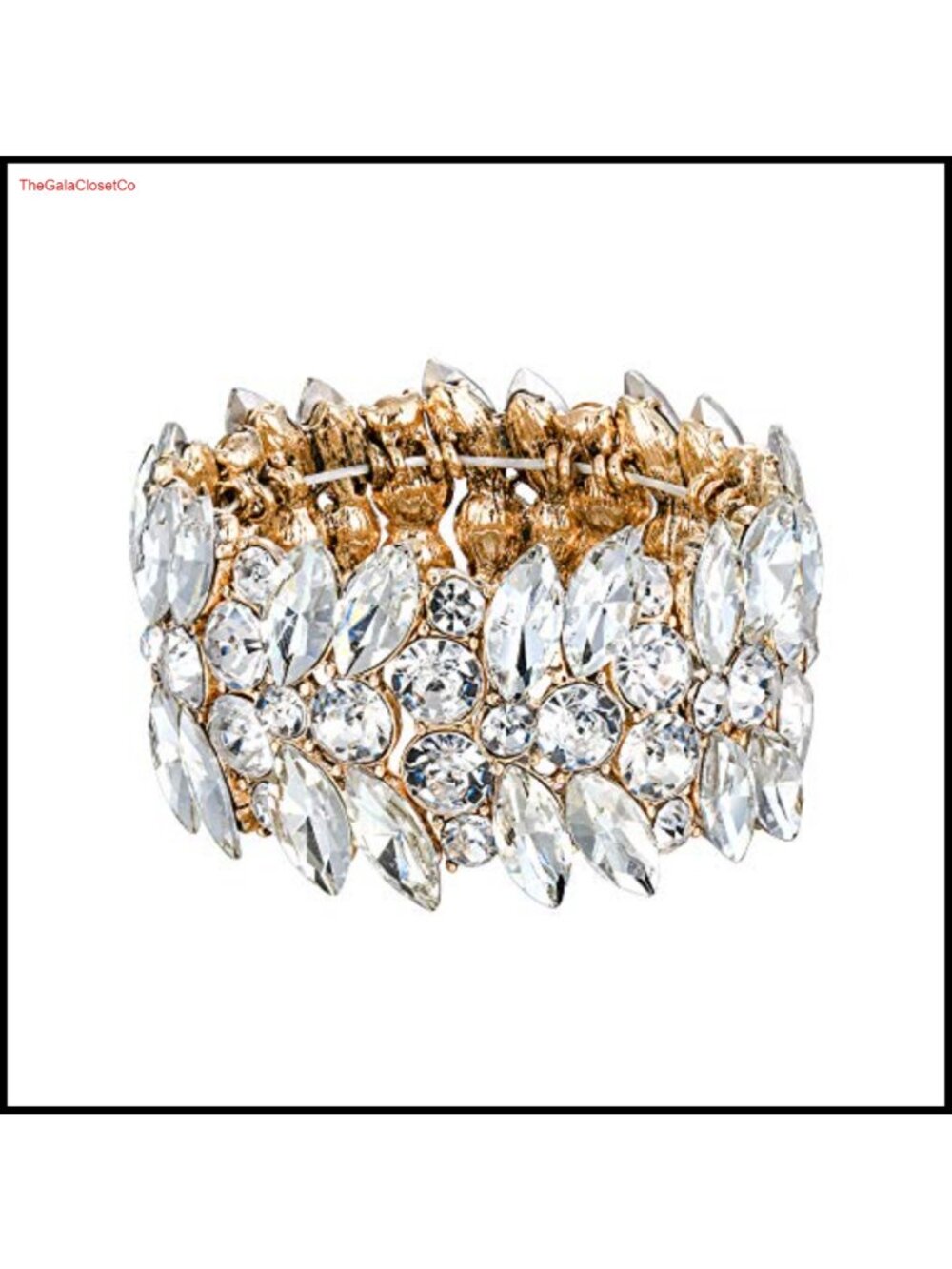 Marquise Crystal Art Deco Stretch Bracelet for Wedding Prom